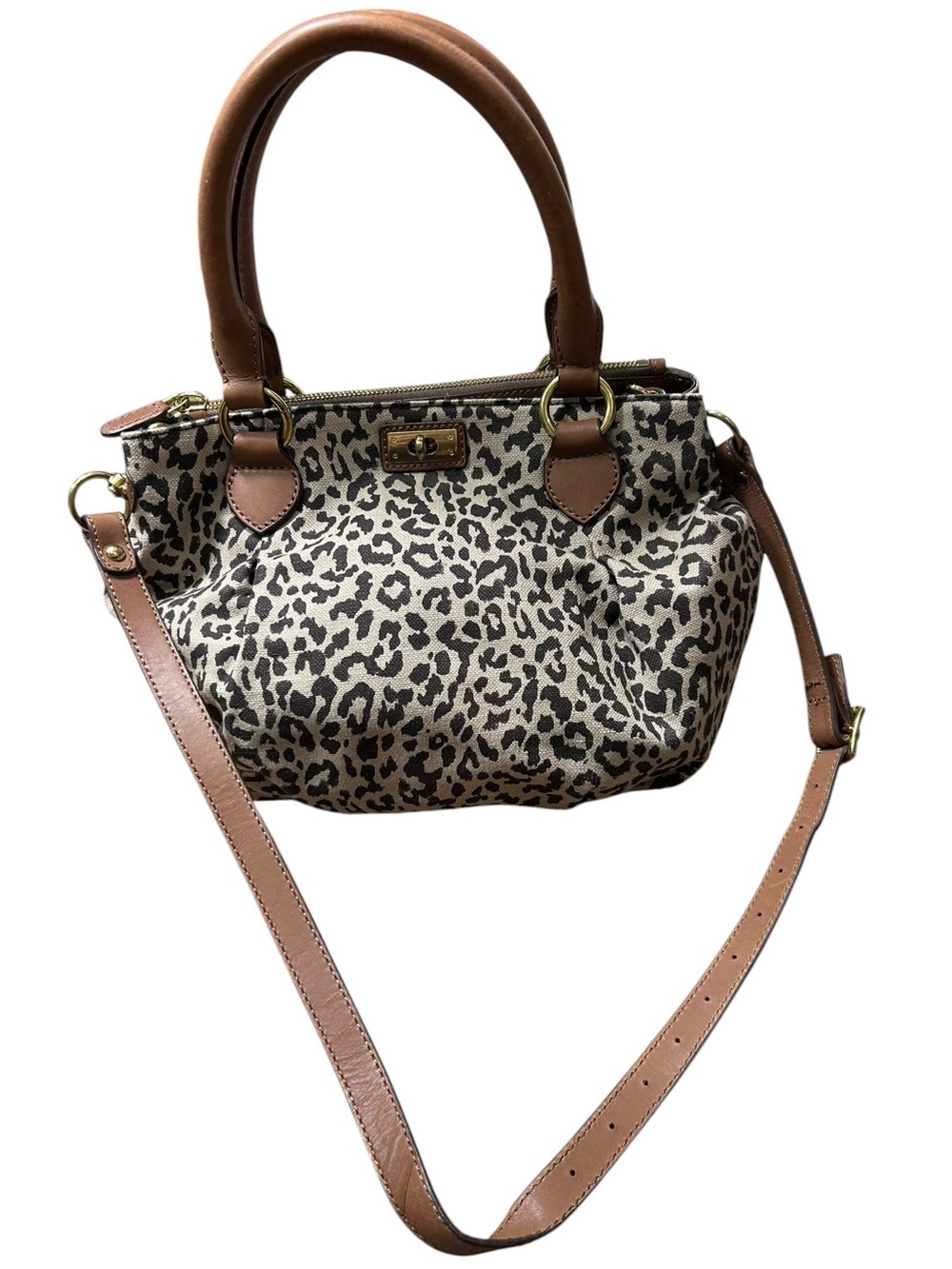 J. Crew leopard print top handle crossbody purse canvas leather Y2K classic
